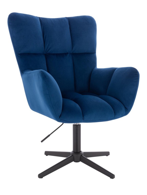 fotel welurowy obrotowy niebieski